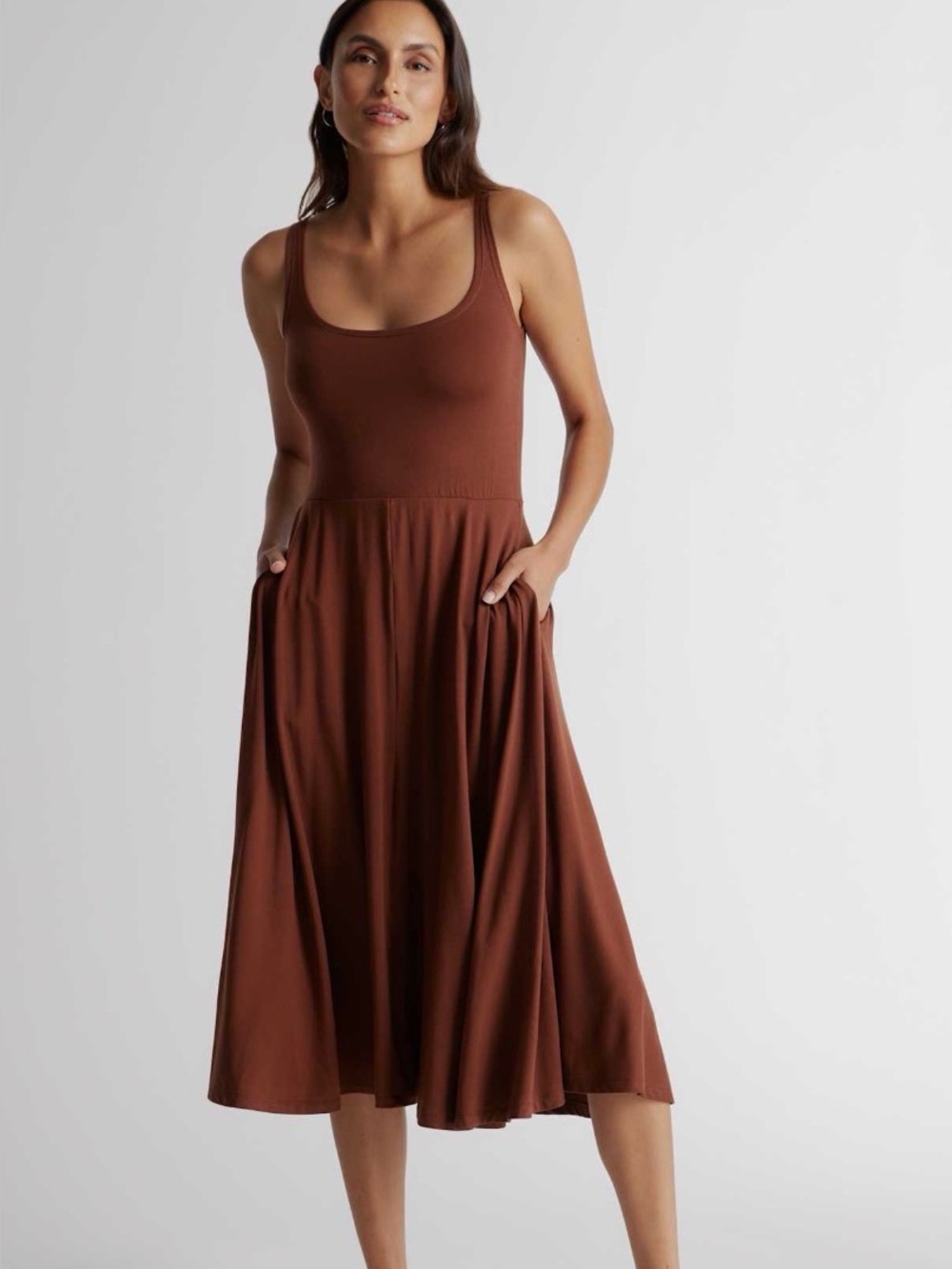 Quince brown midi dress size medium